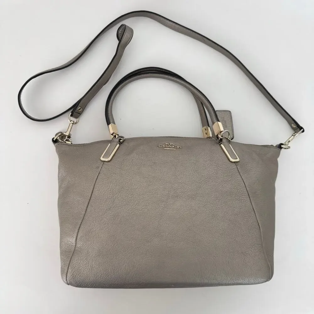 Coach Kelsey Metallic Pebble Leather Crossbody Satchel Bag F34493